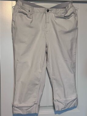 Catherines Capri Pants Stretch Cropped Pants Cuffed Hem